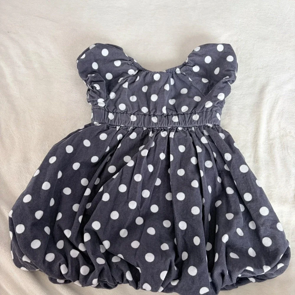 Old Navy‎ Toddler Girls Gray Polka Dot Corduroy Bubble Hem Dress 2T 262993-00
